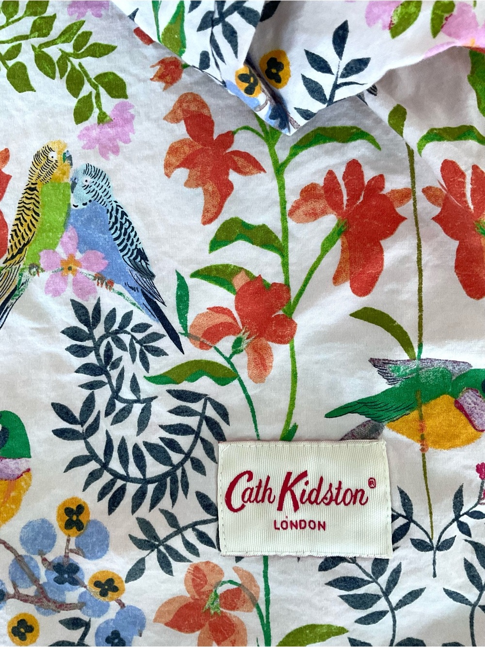 Cath Kidston King Pillowcases Set Of 2 Cottagecore Floral Bird Print Cotton